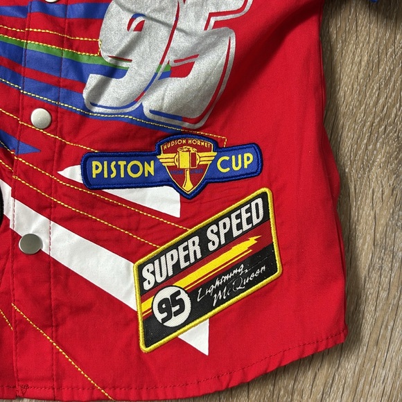 Disney Store Pixar Cars Youth Lightning McQueen snap front Collar Shirt Size 3 - Picture 3 of 11